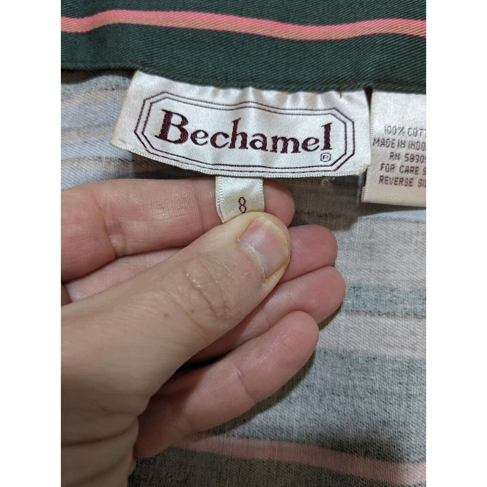 Bechamel Vintage Women's Cotton Multi-Color Stripped Wrap Around Skirt Size 8 - Picture 8 of 10